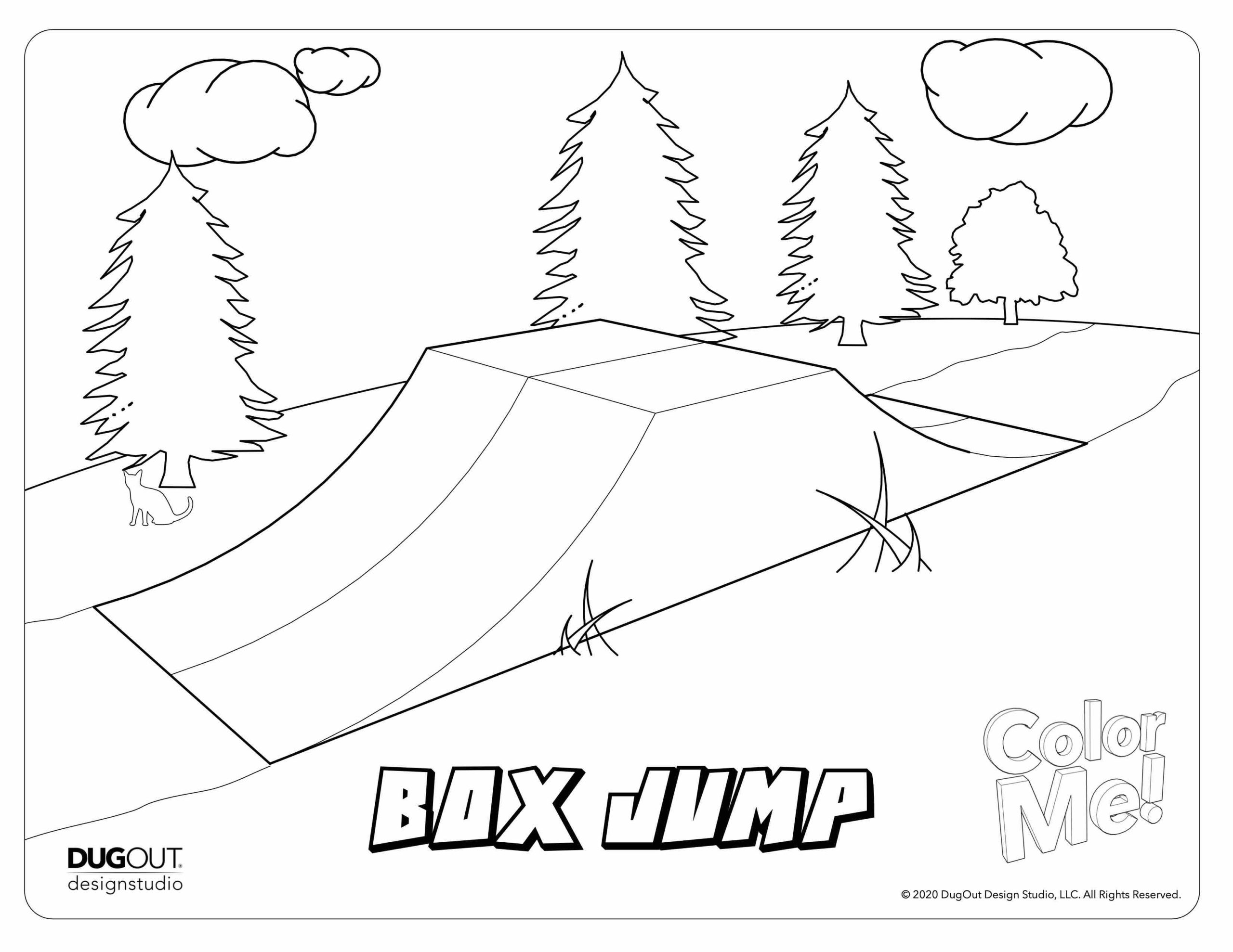 Box Jump coloring page in forest setting