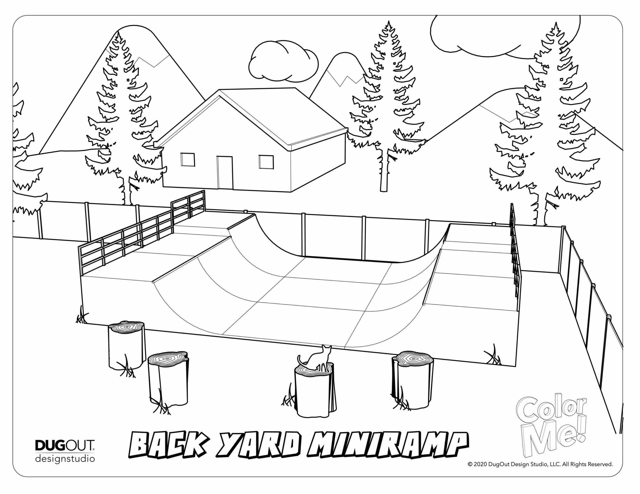 Backyard Mini-Ramp Coloring Page