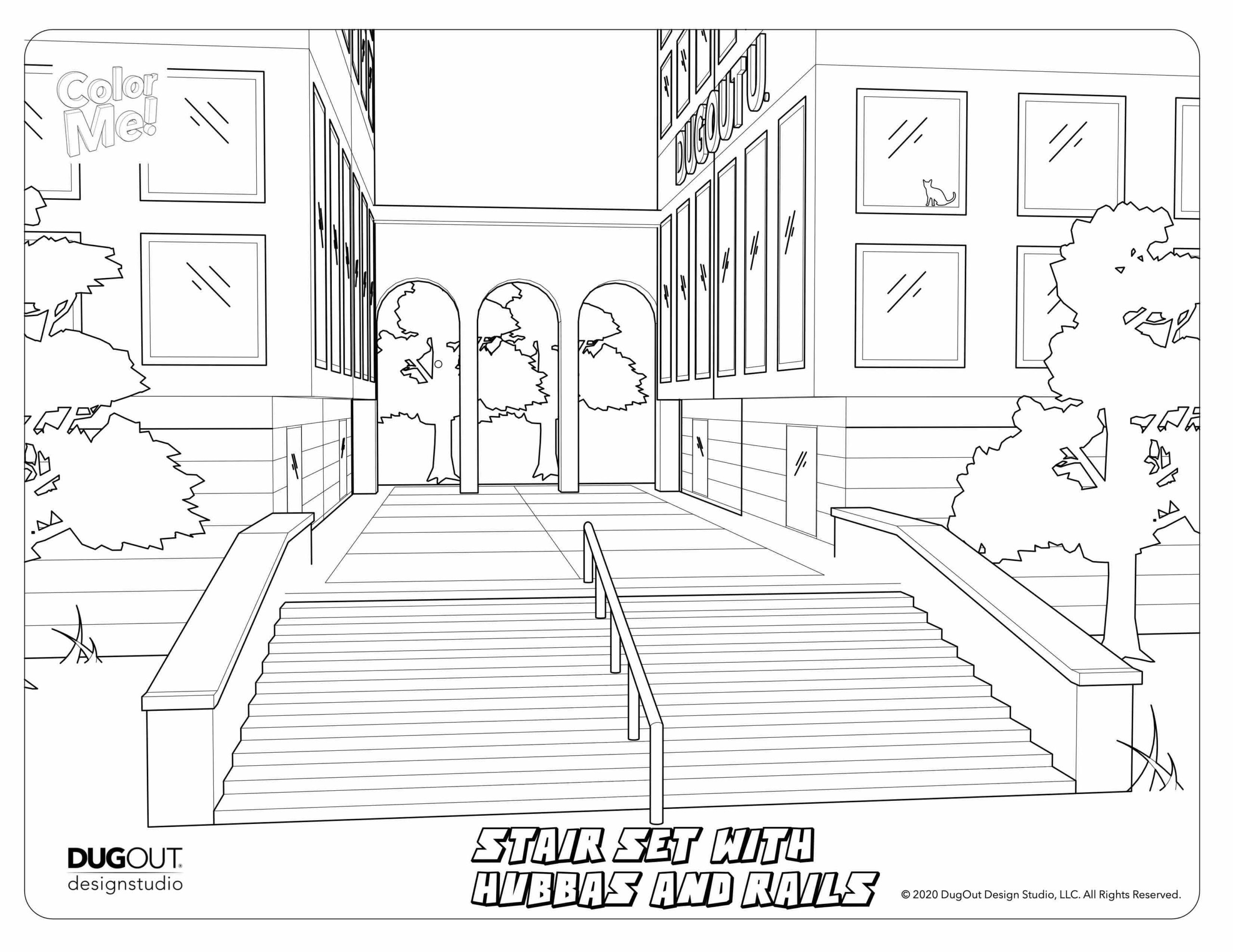 Stair set with hubbas and rails coloring page