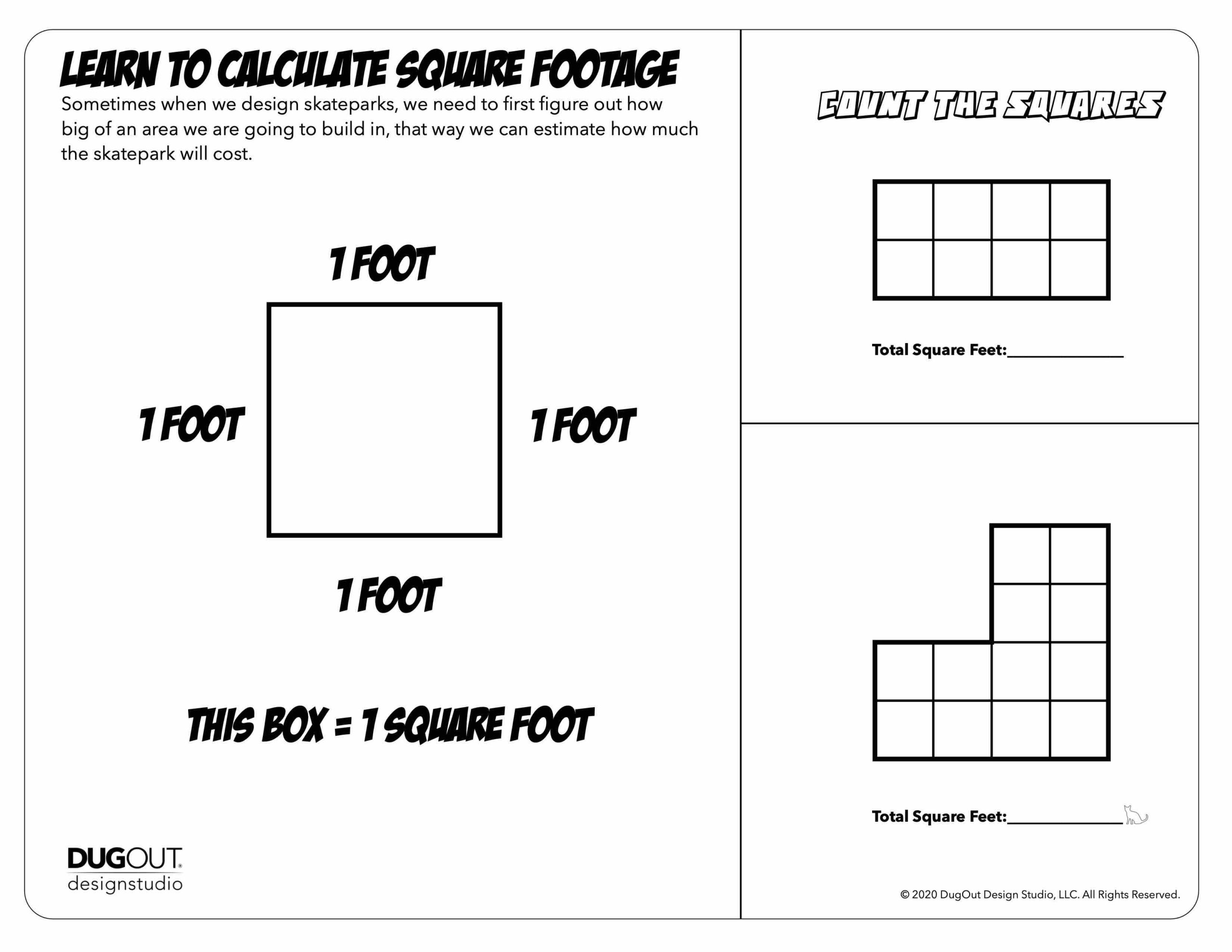 Skatepark Design Activity Page: Calculating Square Footage, Beginner